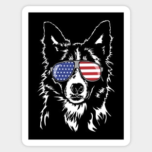 Proud Border Collie American Flag patriotic dog Sticker